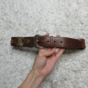 Michael Kors brown leather‎ belt sz S